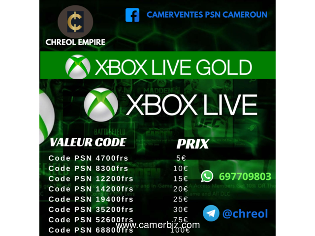 CHREOL EMPIRE vente des code PSN& PSN+ PlayStation Eshop Network Au Cameroun - 16281