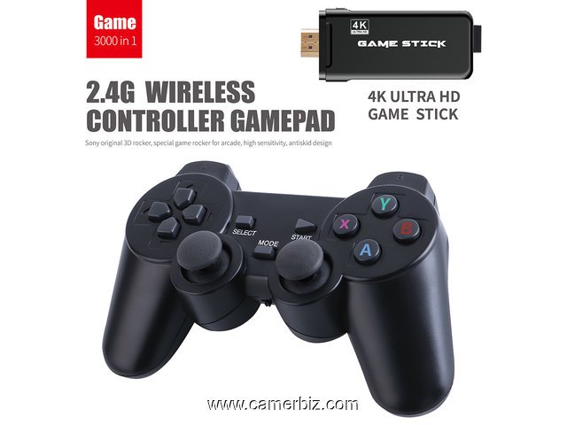 Console de jeu HDMI avec Contrôleur sans fil 2.4G, Game Stick 4K Ultra HD, Retro Games, 3000 Jeux  - 16364