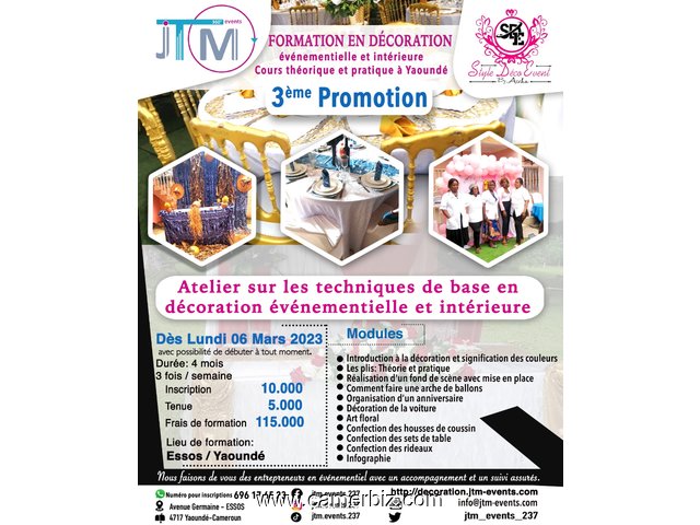 FORMATION EN DÉCORATION événementielle et intérieure à Yaoundé (März 2023) - 22670