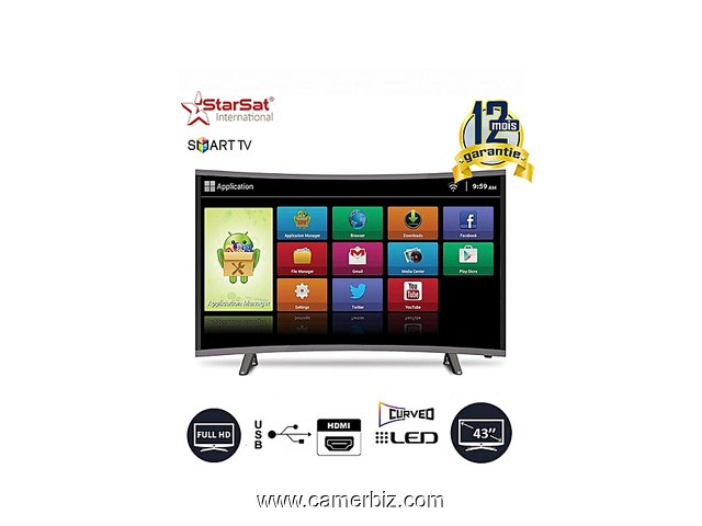 TV LED Smart Ultra Slim 43" 43LED1000 - Incurvée - HDMI, USB - Noir - VGA - 12 Mois - 4828