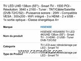 TV Smart Hisense 55 pouces 4k  - 9263