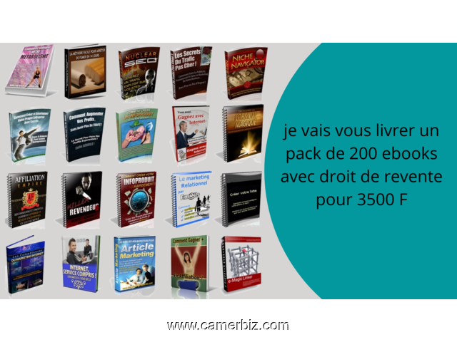 Je vais vous offrir un pack de  200 ebooks avec droit de revente pour 3500 F - 10108