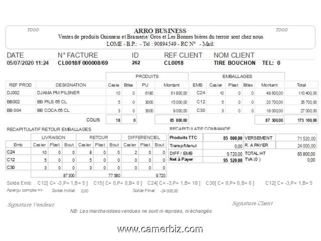 GBFacturation , Logiciel de gestion pour dépôt de boisson – Téléchargement gratuit - 10215