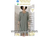 Robe Fashion longue manche vert noir T38 9.990 F CFA (CR0022) - 10272