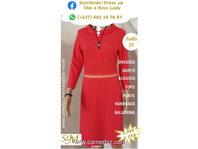 Robe Moderne rouge manches 3/4 T38 9.990 F CFA (CR0025) - 10275