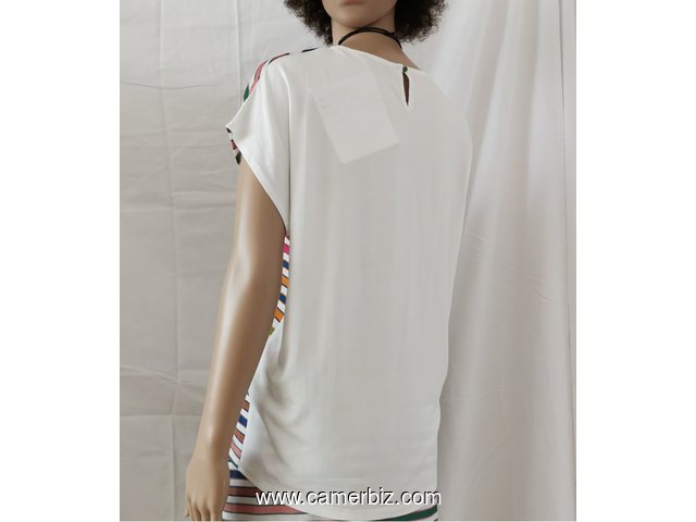 Blouse élégante courte manche 2 tons T42 4.990 F CFA (CS0001) - 10278