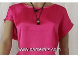 Blouse élégante courtes manches 2 tons (rose) T42 4.990 F CFA (CS0003) - 10279