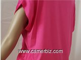 Blouse élégante courtes manches 2 tons (rose) T42 4.990 F CFA (CS0003) - 10279