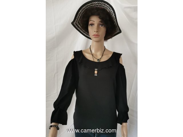 Blouse fashion noire manches 3/4 T42 4.990 F CFA (LB0002) - 10282