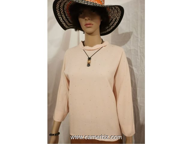 Blouse chic manches 3/4 saumon T38 4.990 F CFA (LS0002) - 10287