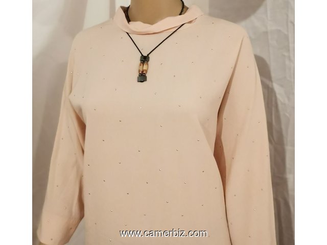 Blouse chic manches 3/4 saumon T38 4.990 F CFA (LS0002) - 10287