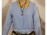 Blouse moderne manches 3/4 bleue 2 tons T42 4.990 F CFA (LS0001) - 10288