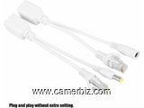 Paires de caméras IP Câble POE RJ45 Adaptateur alimentation par câble Ethernet Injecteur + Répartite