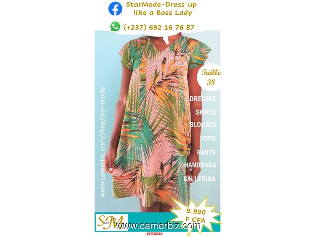 Robe Fashion fleurie verte T38 9.990 F CFA (CR0046) - 14001