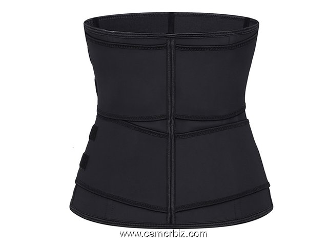 Double ceinture en Latex 100%, gaine amincissante, pour le ventre, 2 sangles et des crochets forts - 16009