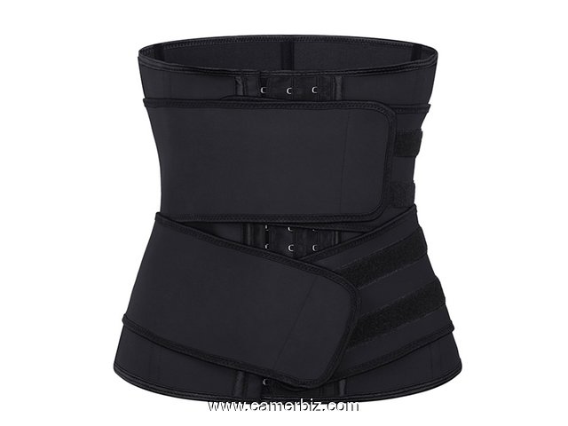 Double ceinture en Latex 100%, gaine amincissante, pour le ventre, 2 sangles et des crochets forts - 16009