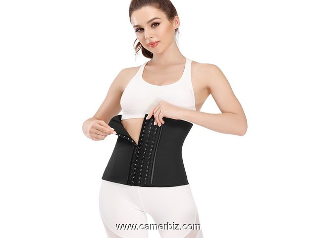 Double ceinture en Latex 100%, gaine amincissante, pour le ventre, 2 sangles et des crochets forts - 16009