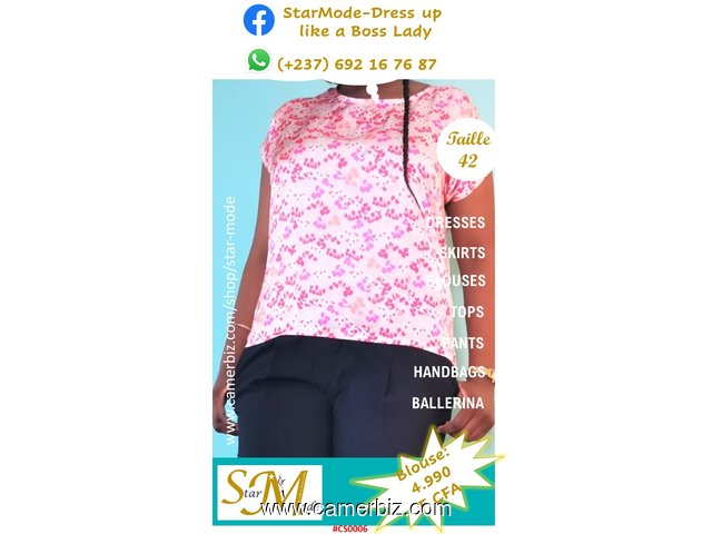 Blouse élégante courte manche 2 tons T42 4.990 F CFA (CS0006) - 16060