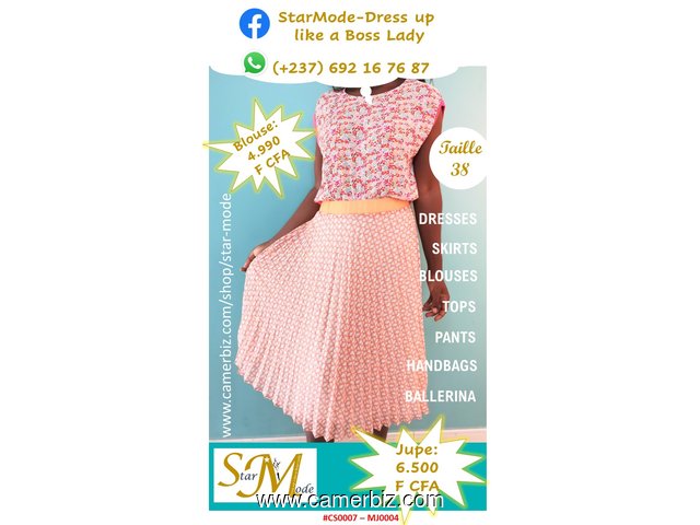 Blouse fashion courte manche 2 tons T38 4.990 F CFA (CS0007) - 16061