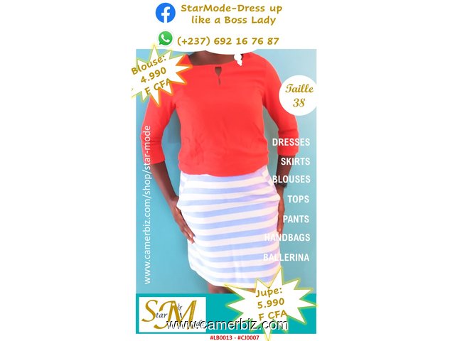 Blouse fashion manches ¾  rouge T38 4.990 F CFA (LB0013) - 16094