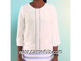 Blouse fashion manches ¾ blanche T38 4.990 F CFA (LB0015) - 16096