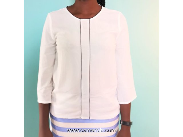 Blouse fashion manches ¾ blanche T38 4.990 F CFA (LB0015) - 16096