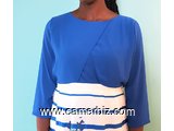 Blouse fashion manches ¾ bleue T38 4.990 F CFA (LB0016) - 16097