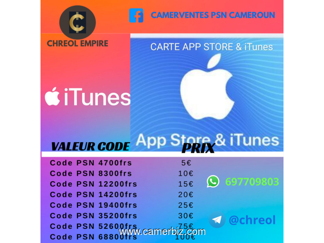 CHREOL EMPIRE vente des code PSN& PSN+ PlayStation Eshop Network Au Cameroun - 16281