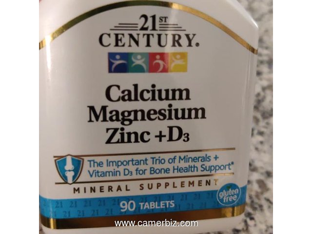 4 VITAMINES en 1 (CALCIUM + MAGNESIUM  + ZINC + VITAMINS D3) DEES USA - 16533