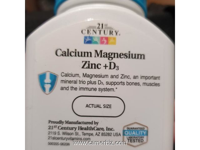 4 VITAMINES en 1 (CALCIUM + MAGNESIUM  + ZINC + VITAMINS D3) DEES USA - 16533