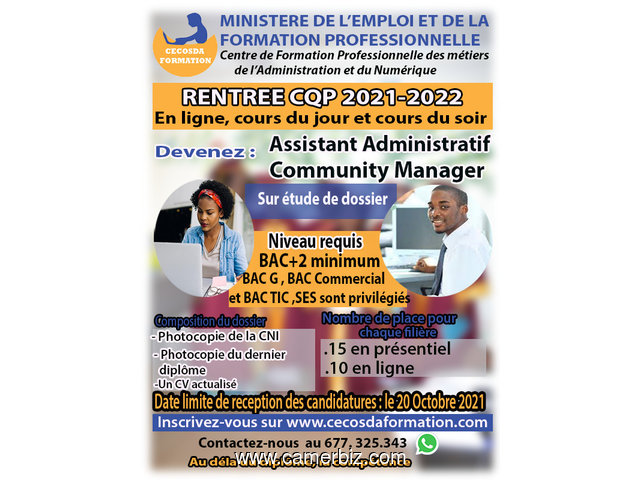 Rentrée CQP 2021-2022: Formation des Assistants Administratifs et Community Manager - 16579