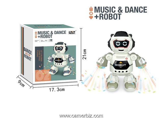 Robot dansant avec musique, lumières clignotantes 3D, Jouet pour enfants, à piles - 16699