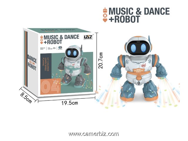 Robot dansant avec musique, lumières clignotantes 3D, Jouet pour enfants, à piles - 16699