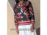 Blouse chic 2 tons noir fleuri T38 4.990 F CFA (LS0004) - 16884