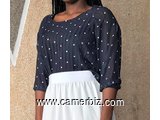 Blouse fashion bleue pointillé blanc T38 4.990 F CFA (LB0017) - 16891