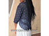 Blouse fashion bleue pointillé blanc T38 4.990 F CFA (LB0017) - 16891