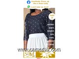 Blouse fashion bleue pointillé blanc T38 4.990 F CFA (LB0017) - 16891