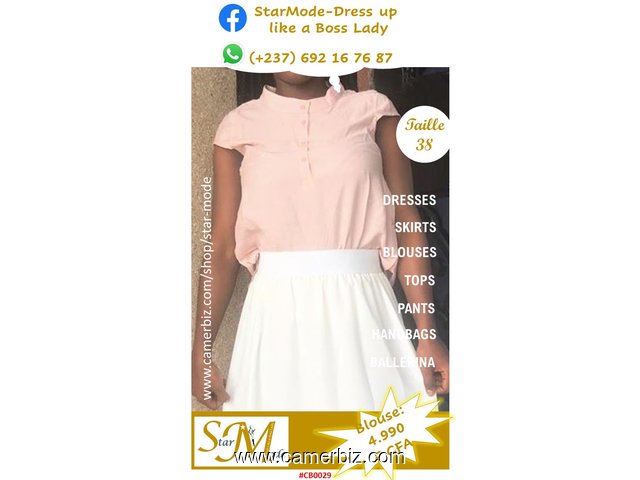 Blouse classe sans manche couleur pêche T38 4.990 F CFA (CB0029) - 16905