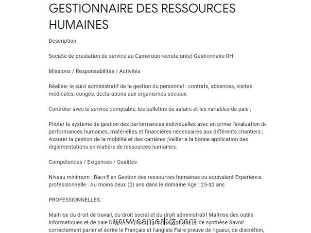 GESTIONNAIRE RH - 17026
