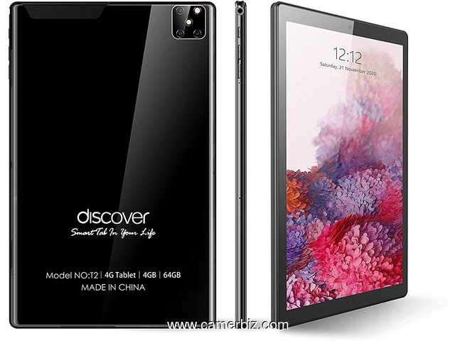 Tablette Discover T2 Dual SIM- 10.1 ", 4 Go RAM - 64 Go ROM, Wi-Fi. + Powerbank + ecouteurs - 19282