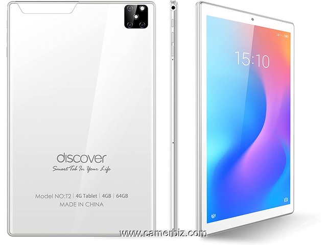 Tablette Discover T2 Dual SIM- 10.1 ", 4Go - 64Go, Wi-Fi. + Powerbank + ecouteurs + clavier - 19282