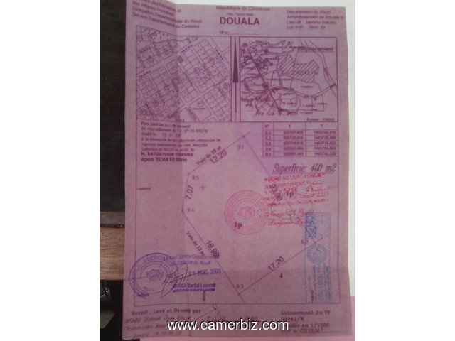 400metre Carree a yassa japoma Apres le stade a 25000fca - 1974