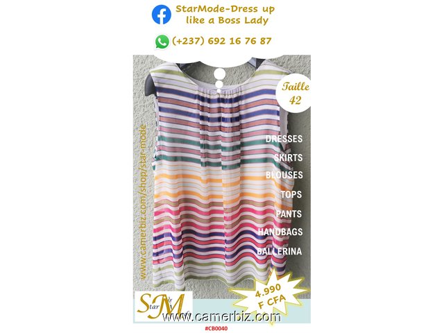 Blouse chic raillée multicolor 4.990F CFA (CB0040) - 20148