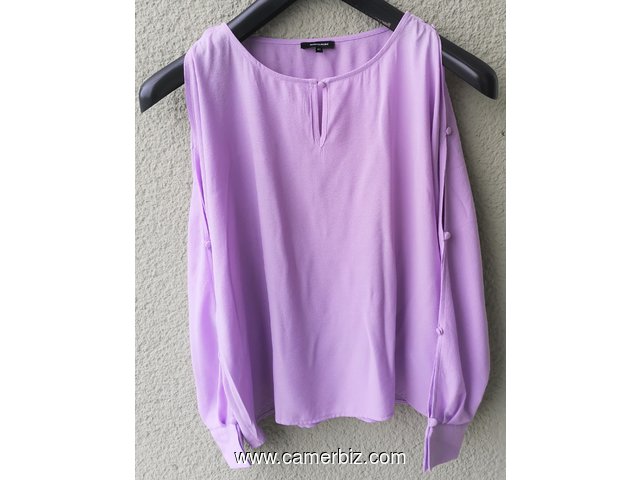 Blouse élégante longues manches violette T42 4.990 F CFA (LB0022) - 20165