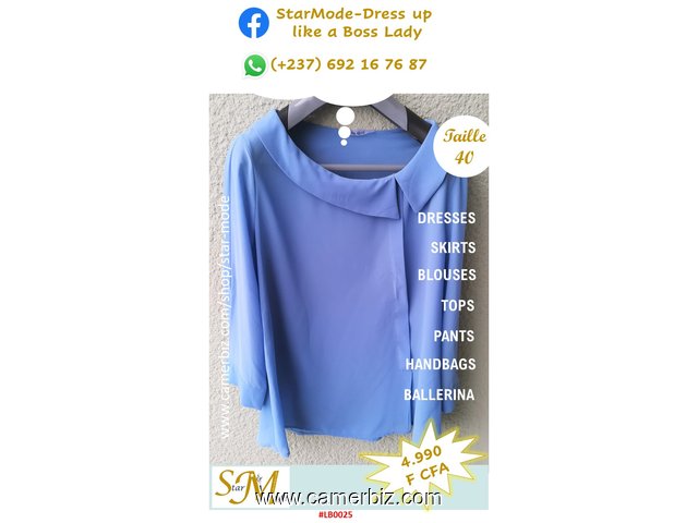 Blouse élégante longues manches bleue T42 4.990 F CFA (LB0025) - 20167