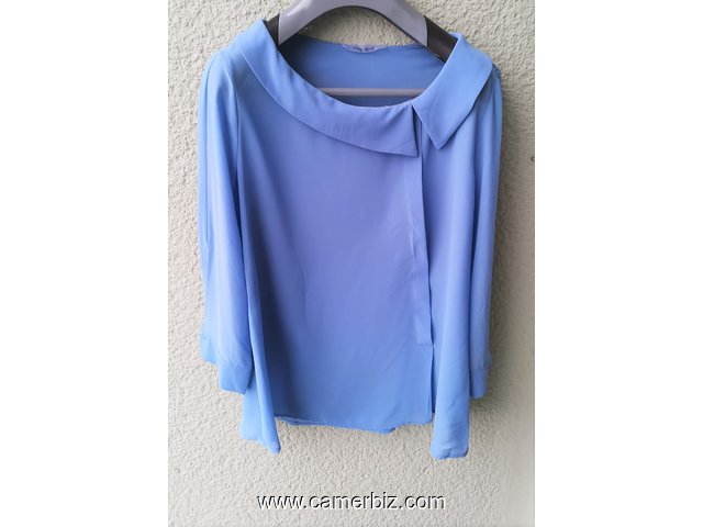 Blouse élégante longues manches bleue T42 4.990 F CFA (LB0025) - 20167