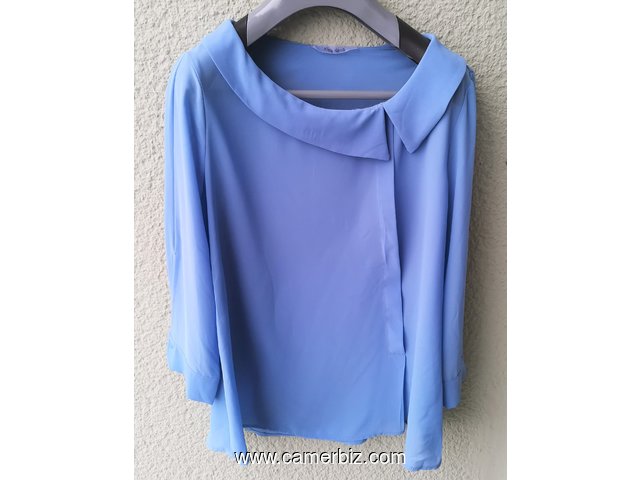 Blouse élégante longues manches bleue T42 4.990 F CFA (LB0025) - 20167