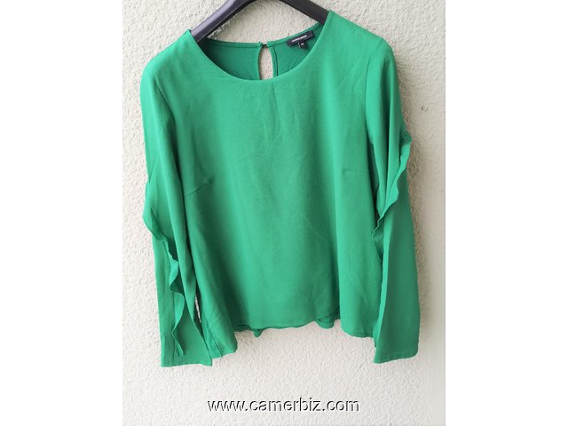 Blouse chic 2 tons longue manche verte T42 4.990 F CFA (LS0006) - 20169
