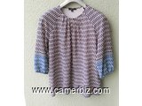Blouse élégante longues manches raillée blanc noir T42 4.990 F CFA (LB0019) - 20170