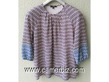 Blouse élégante longues manches raillée blanc noir T42 4.990 F CFA (LB0019) - 20170